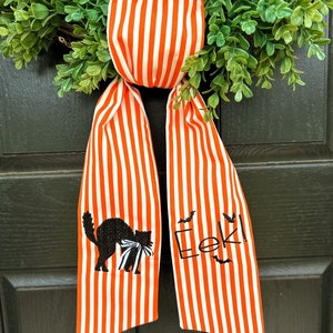Halloween Black Cat Wreath Sash, Halloween Wreath Sash