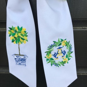 Lemon Topiary Wreath Sash, Monogrammed Lemon Wreath Sash