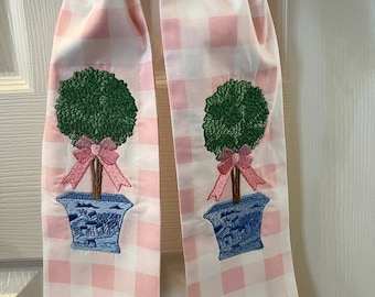 Spring Topiary Wreath Sash, Easter Wreath Sash, Topiary with Bow Wreath Sash