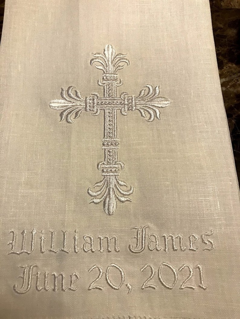 Baptism/christening Gift Baby Bib Linen Guest Towel Baby Etsy