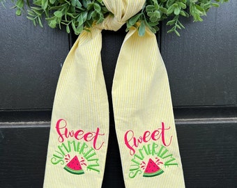 Summer Wreath Sash, Watermelon Wreath Sash, Personalized Wreath Sash