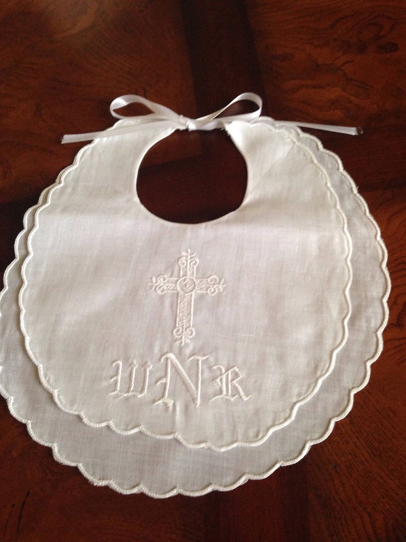 Baptism/christening Gift Baby Bib Linen Guest Towel Baby Etsy