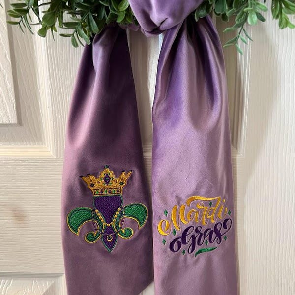 Velvet Mardi Gras Wreath Sash