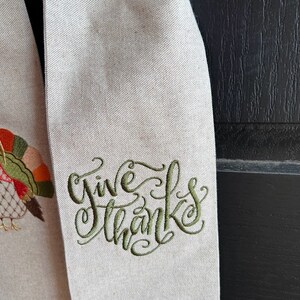 Thanksgiving Wreath Sash, Chic Turkey Wreath Sash image 3