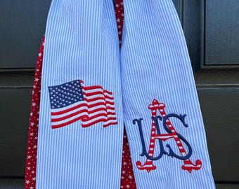 Patriotic Wreath Sash, Memorial Day Sash, 4th of July Wreath Sash