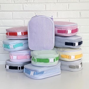 Seersucker Lunch Box, Seersucker Personalized Lunch Box