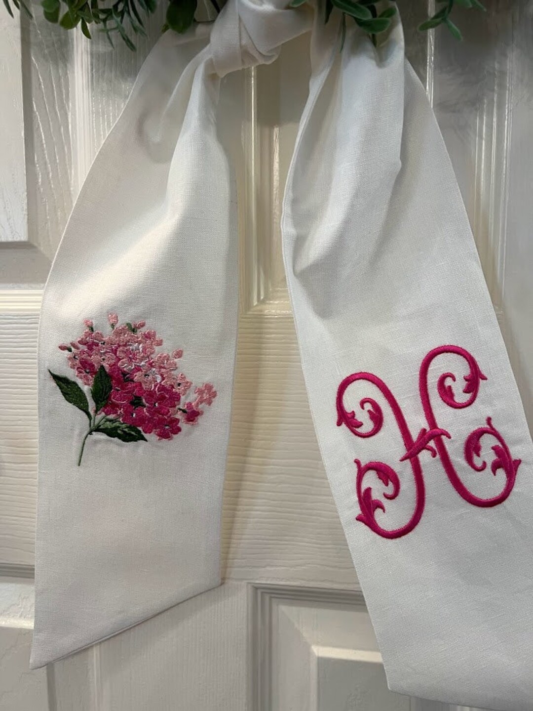 Spring Sashes Spring or Summer Wreath Sash, Hydrangea Wreath Sash, Personalized ...