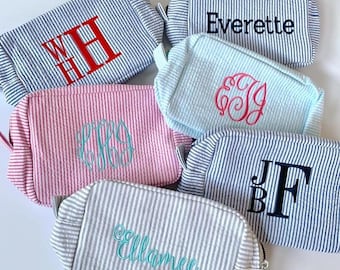 Personalized Seersucker "Everything" Bag, Toiletry Bag, Cosmetic Bag