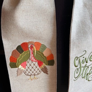 Thanksgiving Wreath Sash, Chic Turkey Wreath Sash image 2