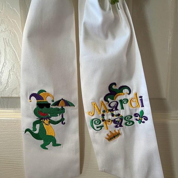 Mardi Gras Gator Wreath Sash, Mardi Gras Wreath Sash