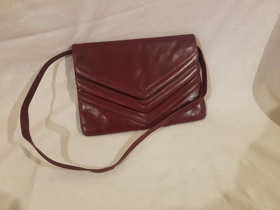 KORET Burgundy Leather Envelope Clutch Bag