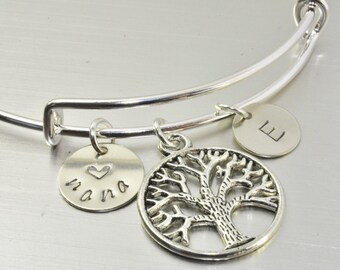 Tree of Life Bracelet,1-10 Family Initial Bracelet,Family Tree Bracelet,Nana Bracelet,Gigi Bracelet,Mimi Bracelet,Grandma Gift,Mom's Gift