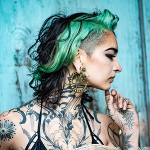 Ear Weights, Gold, Silver, Hoop Earrings, Large Hoop Earrings, Dangle Plug Earrings, Statement Earrings, Boho, Snake Earrings, Ear Hangers,