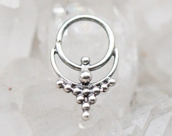 Sterling Silver Crescent Moon Septum Ring, Hand-Forged Body Jewelry