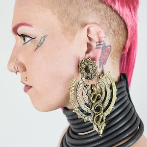 Silver Snake Moon Earrings: Ear Weights