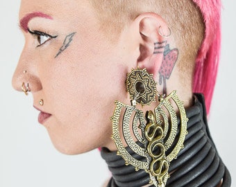 Silver Snake Moon Earrings: Ear Weights
