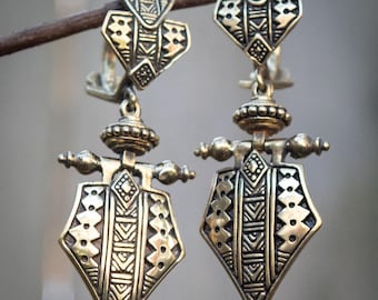 Tuareg inspired Earrings: Gold or Silver, Dangle Earrings, Tassel Ear Hangers