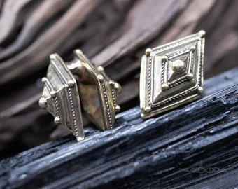 A pair of Gold Ear Hanger Ear Weight Gauged Jewelry Fits 1/2 inch and larger Tribal plug Earrings