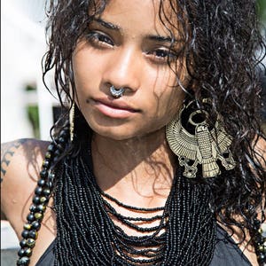 Gold Horus Egyptian Earrings, Statement Jewelry