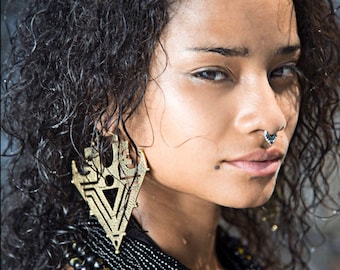 Triangle Earrings, Statement Ear Weights: Available in Gold or Silver
