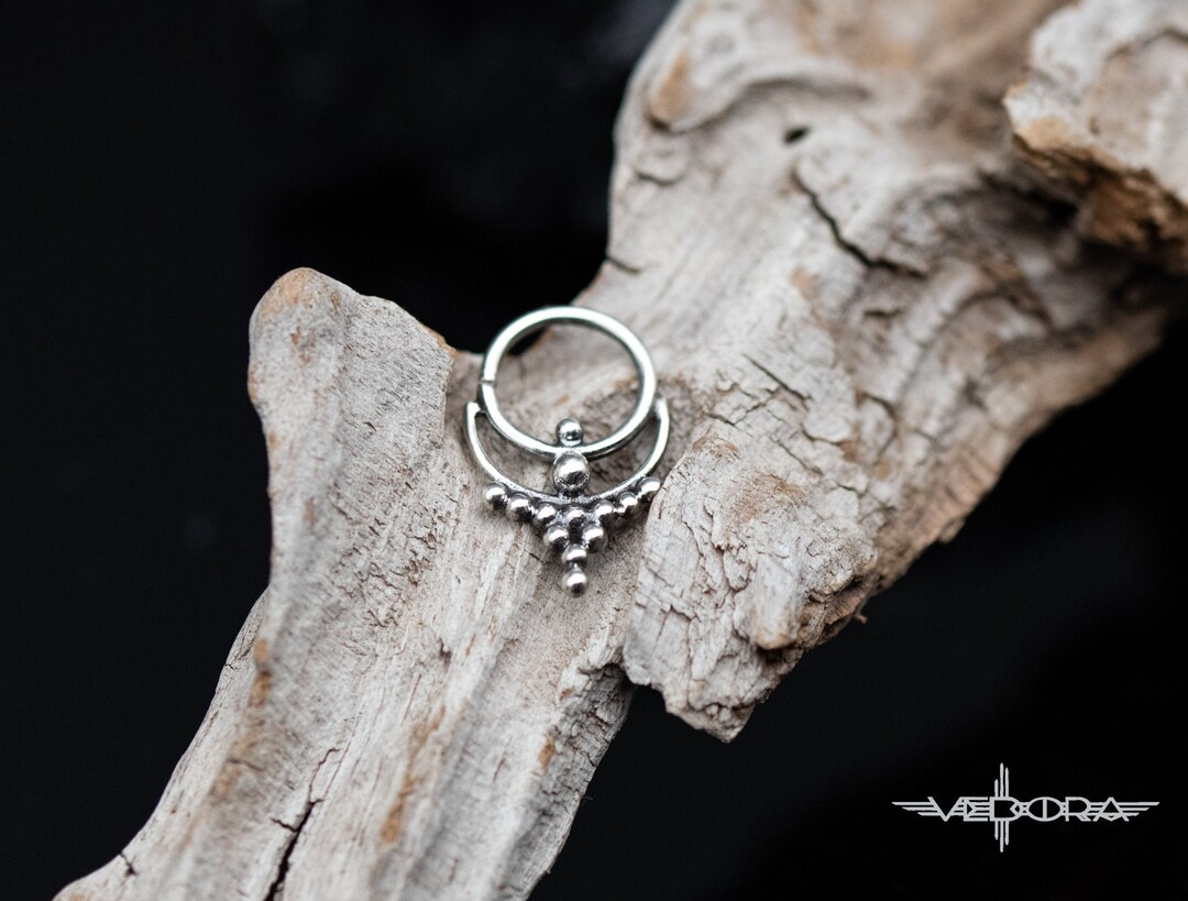 Silver Septum Ring Ornate Statement Nose Ring India Nose Etsy