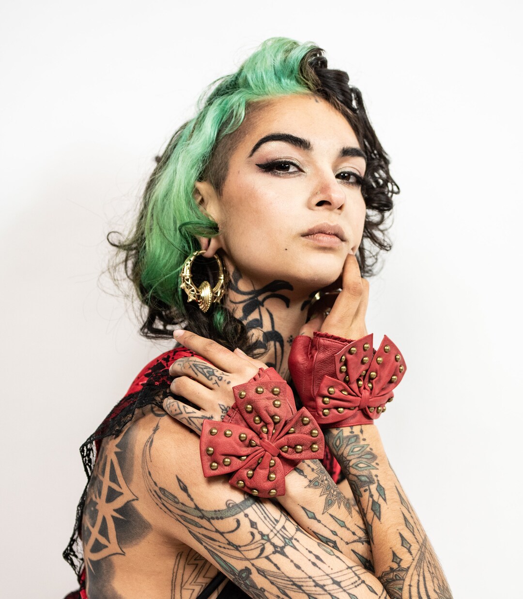 A Pair of Gold Ear Weights Gauge Earrings for Piercing Dangle Plug Ear