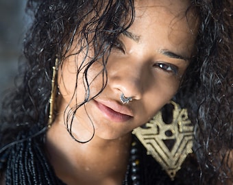 Brass Triangle Ear Weights, Statement Gauges, Unique Jewelry, (16g)