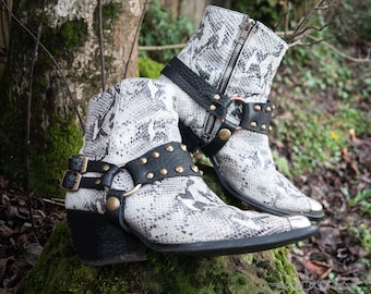 Handmade Studded Leather Boot Straps: Steampunk Motorcycle Boot Harness