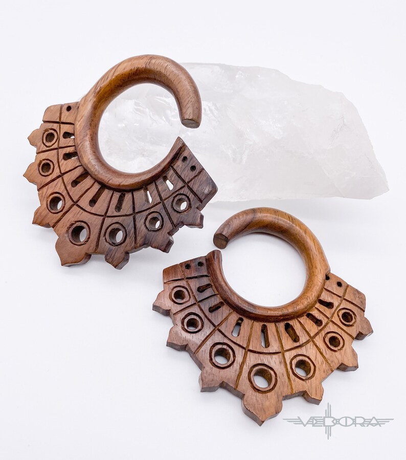 11 mm Carved 7/16 Gauge Earrings Ear Hangers Tribal Ear Etsy