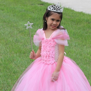 Pink princess inspired tutu dress, tiara and wand included - princess costume - fairy dress size nb to 9years