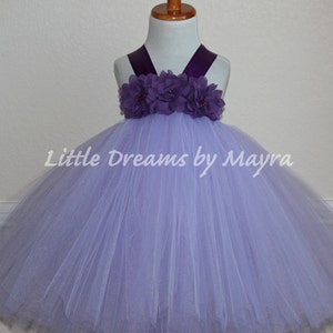 Plum and Lavender Flower girl tutu dress, Lavender and Plum flower girl dress size nb to 8years