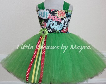 Superhero Pow Bam inspired tutu dress, Sidekick little sister tutu dress, Superhero birthday party outfit size nb to 12years