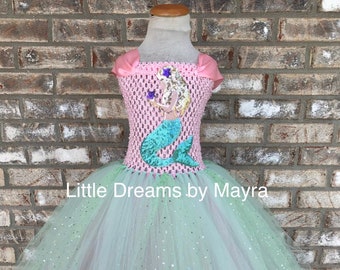 Mermaid birthday party dress - Mermaid princess dress - Mermaid tutu dress size nb to 9years