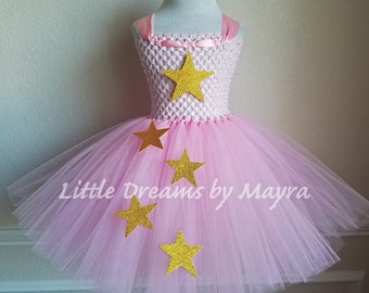 Twinkle Little Star Inspired Tutu Dress and Hairpiece, Pink and