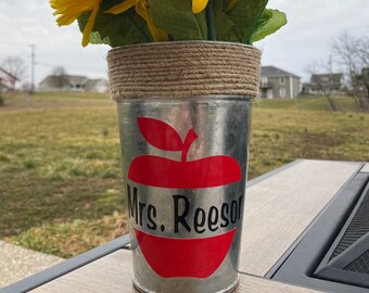 Gepersonaliseerde bloemenvaas, cadeau voor de Dag van de Leraar, bloemenvaas voor de leraar, jubileumcadeau