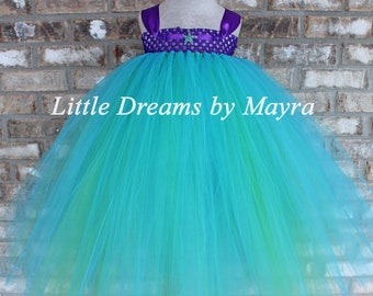 Mermaid tutu dress, Mermaid birthday party, Under the sea tutu dress, Starfish tutu dress, Mermaid birthday outfit size nb to 14years