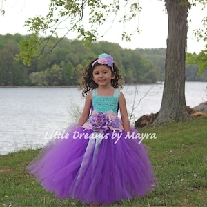Purple, pink and mint party tutu dress, Mermaid tutu dress, unicorn party, Mint and purple flower girl tutu dress, size nb to 10years