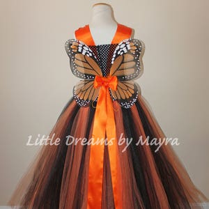 Pomarańczowy kostium motyla tutu: strój monarchy na Halloween, skrzydła i ozdoba do włosów