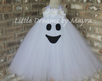 Ghost tutu dress and matching hairpiece, Cute ghost halloween costume size nb to 10years