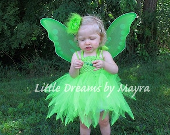 Fairy inspired tutu dress with wings and hairclip newborn to 9 years