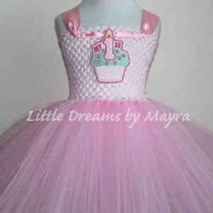 1st birthday tutu dress and matching headpiece, 1st cupcake birthday outfit