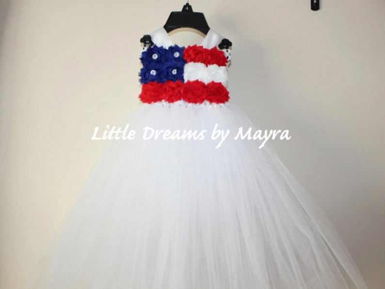 Patriotic 4th of July tutu dress Miss America tutu dress and matching hairclip size nb to 12years image 1