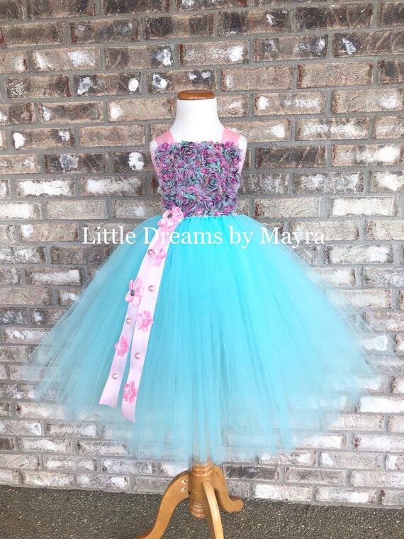 Pink and aqua flower girl tutu dress, Pink princess tutu dress, Fairy birthday party dress size nb to 10years Pink and aqua flower girl tutu dress, Pink princess tutu dress, Fairy birthday party dress size nb to 10years