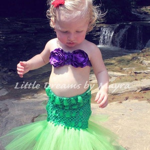 mermaid inspired tutu outfit and hair clip size newborn, 3m, 6m, 9m, 12m, 18m, 24m, 2T, 3T, 4T image 2