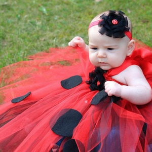 Ladybug tutu dress and matching headband size newborn to 4T