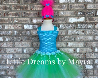 trolls birthday party dress Trolls Inspired Tutu and Headband Troll Hair Headband Rainbow Troll Trolls Costume Tutu Rainbow Tutu Wig Troll Wig Trolls Party Theme