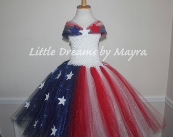 Miss America glitter tutu dress - 4th of July glitter tutu dress - 4th of July pageant dress size nb to 14years