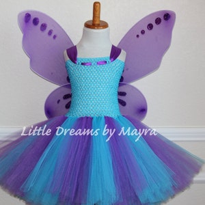 Affordable purple butterfly tutu dress with wings, wand and hairclip, Princess fairy butterfly costume size newborn to 14years