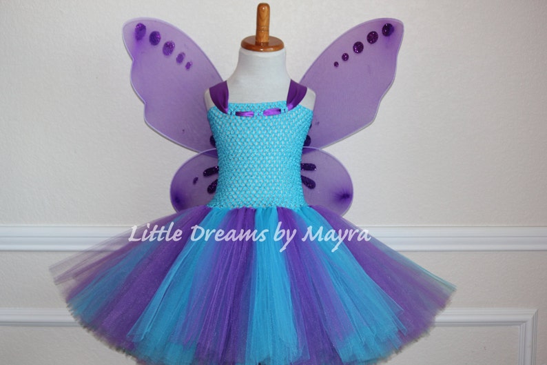 Affordable purple butterfly tutu dress with wings, wand and hairclip, Princess fairy butterfly costume size newborn to 14years image 1