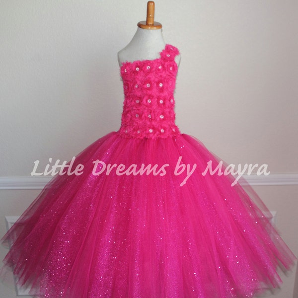 Hot pink glitter tutu dress, Hot pink birthday party tutu dress, Flower girl tutu dress size nb to 10years